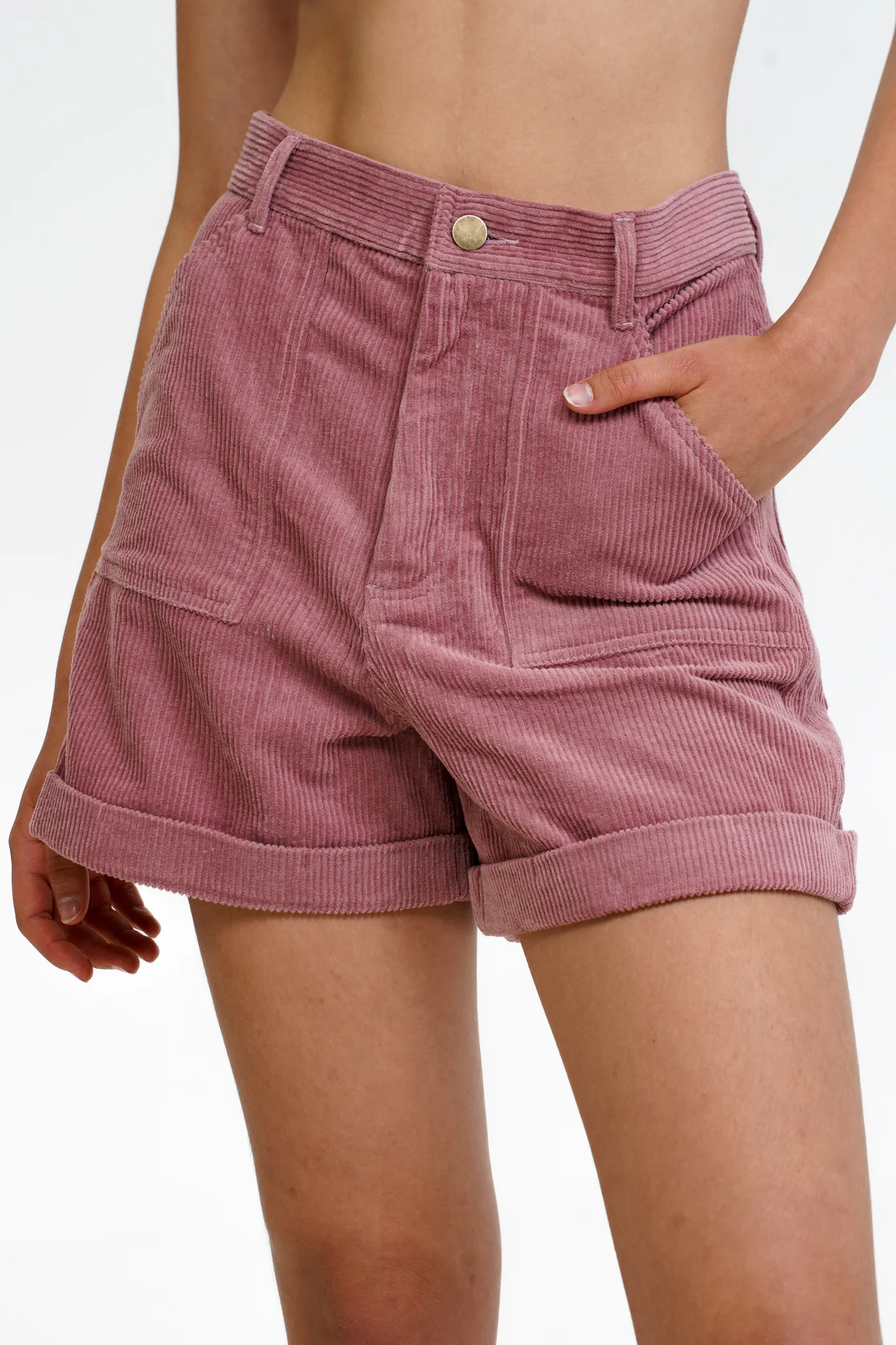 Burgundy Corduroy Shorts - Image 3