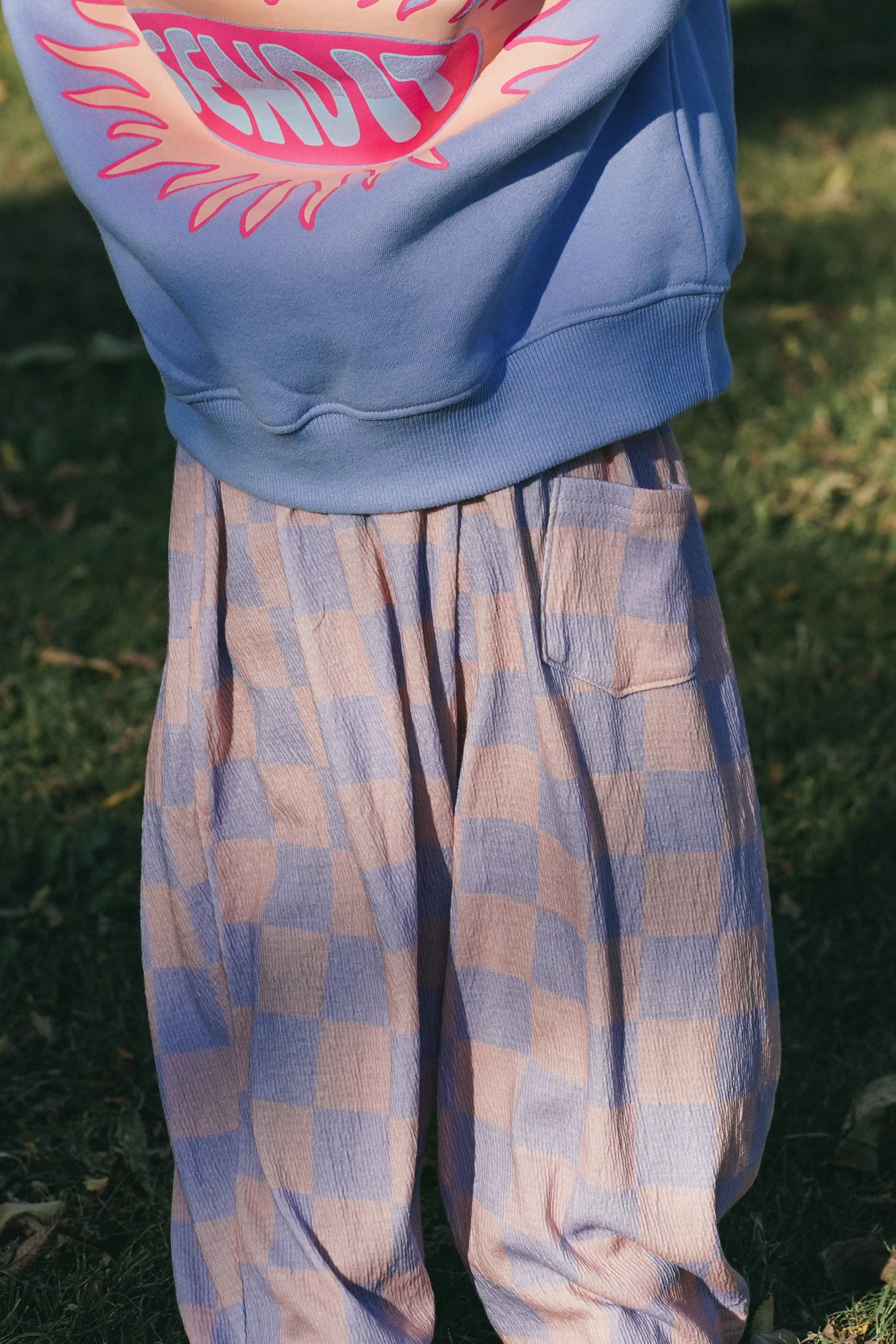 Mist Checkered Kids Pants