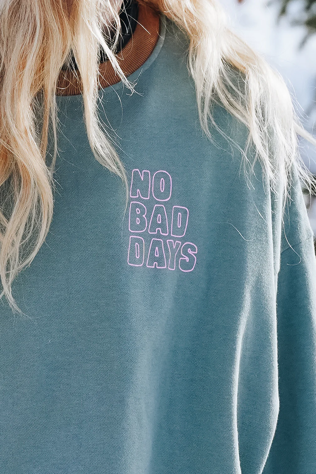 No Bad Days Cropped Long Sleeve - Teal (B2B) - Image 3